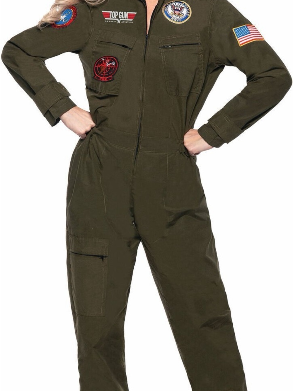 Top Gun Women’s Pilot Jumpsuit Medium 8-10 Navy Flight Suit Halloween Costume